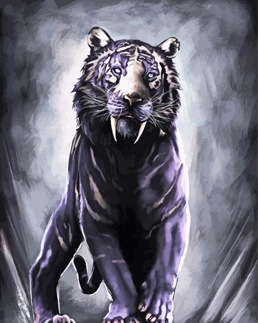 Sabertooth Tiger Art - Paint By Numbers - PaintingByNumbersKit.COM