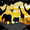 Safari Animals Silhouette paint by numbers