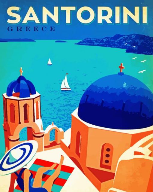 Santorini Greece Poster paint by numbers
