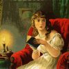 Scared Woman Reading Gothic Novel Paint By Number