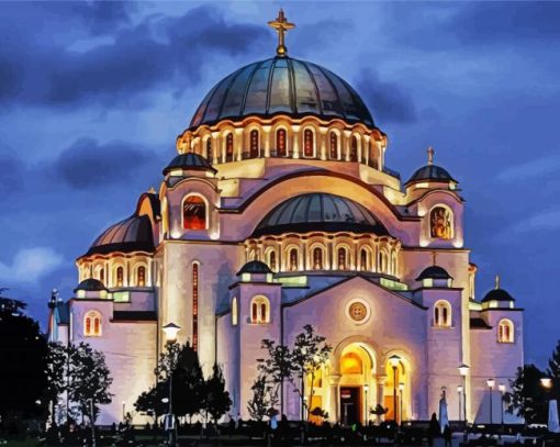 Serbia Temple of Saint Sava paint by numbers