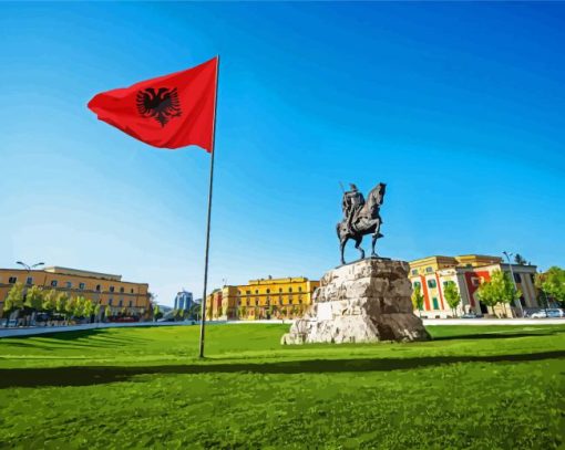 Skanderbeg Square Tirana paint by numbers