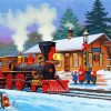 Snow Christmas Train Station Paint By Number