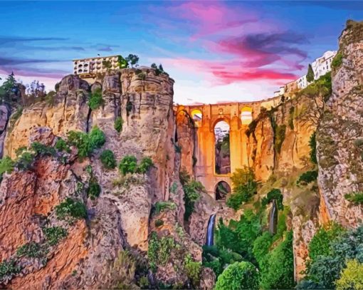 Ronda Spain At Sunset Paint By Number