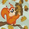 Squirrel Gathers Acorns paint by numbers