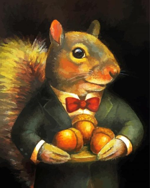 Squirrel Holding Acorns Paint By Number