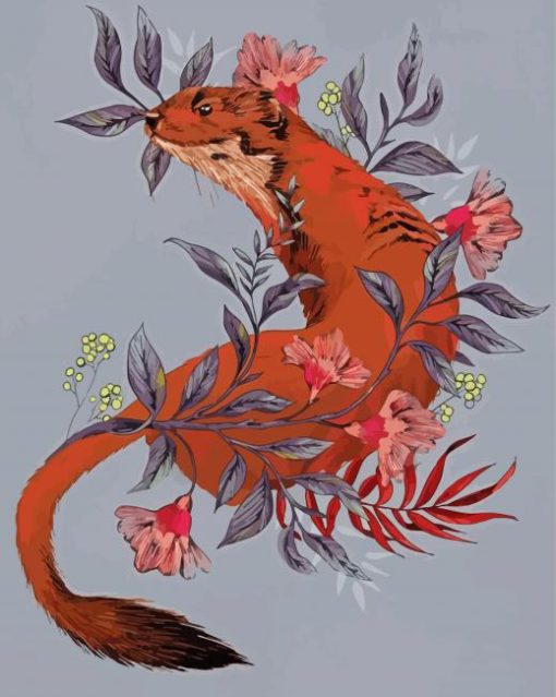 Stoat and Flowers paint by numbers