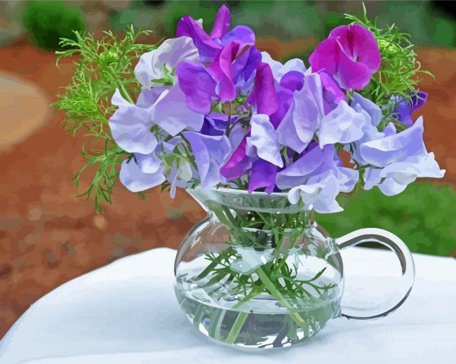 Sweetpea Plants In Glass Paint By Number
