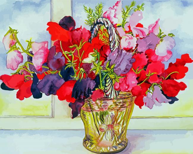 Sweetpea In Vase Paint By Number