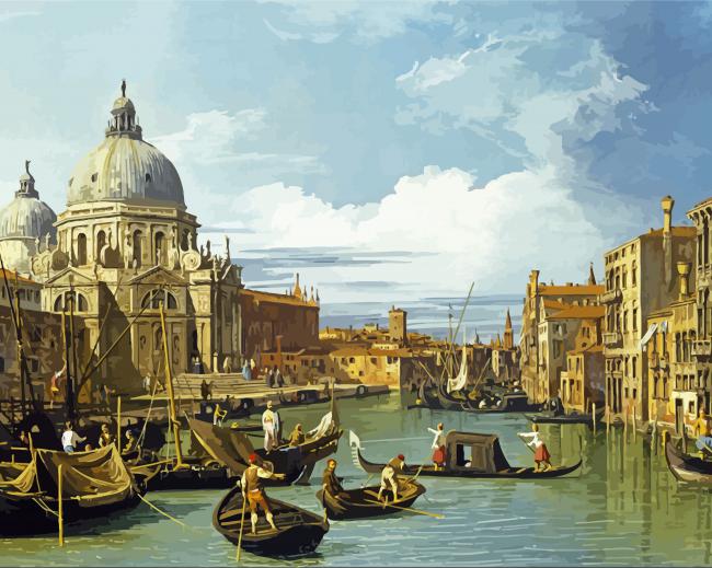 The Entrance To The Grand Canal Venice By Canaletto Paint By Number
