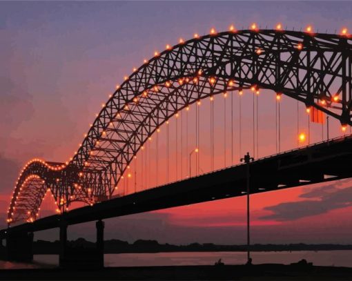 The Hernando De Soto Bridge At Sunset Paint By Number