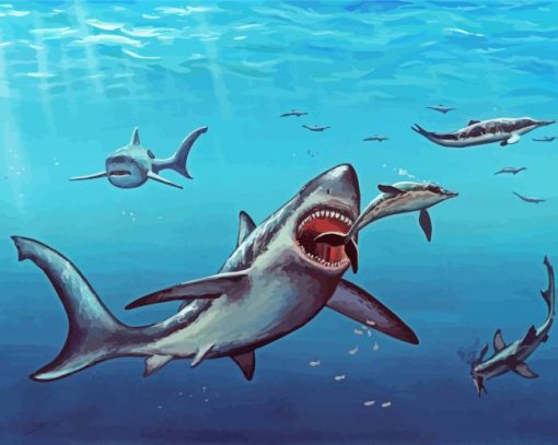 The Blue Megalodon Shark Paint By Number