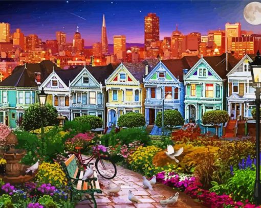 The Painted Ladies San Francisco California paint by numbers