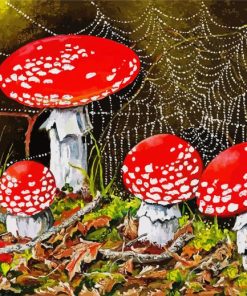 Toadstools Illustration paint by numbers