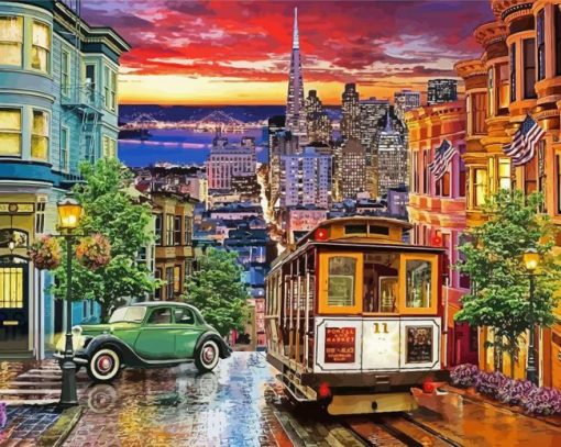US City Tram paint by numbers