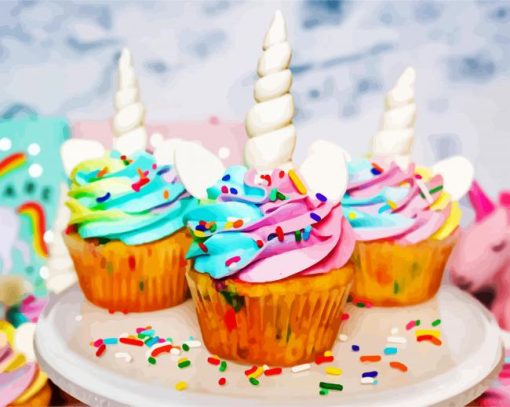Unicorn Cupcakes paint by numbers