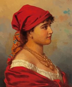 Woman In Red Paint By Number