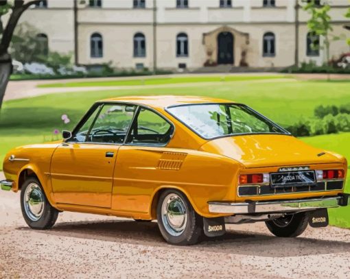 Yellow Vintage Skoda Car paint by numbers
