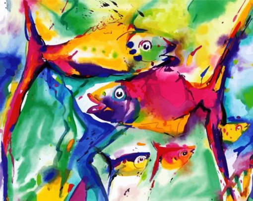 Abstract Fishes Paint By Number