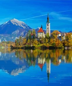 Aesthetic Lake Bled paint by numbers