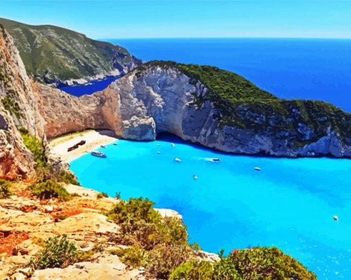 Aesthetic Navagio Zakynthos Landscape paint by numbers