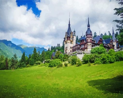 Aesthetic Peleș Castle Sinaia paint by numbers