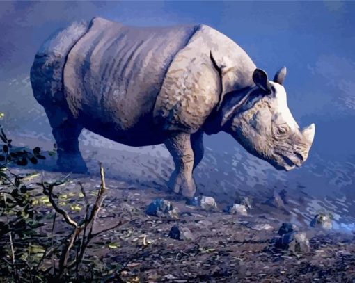 Aesthetic Rhinoceros Animal paint by numbers