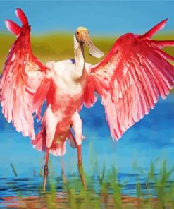 Aesthetic Spoonbill Pink Bird paint by numbers
