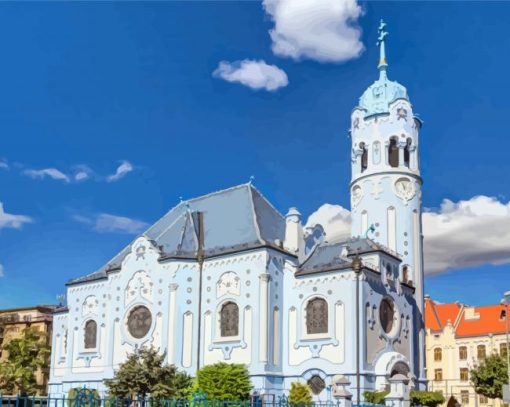 The Aesthetic Blue Church Slovakia Paint By Number
