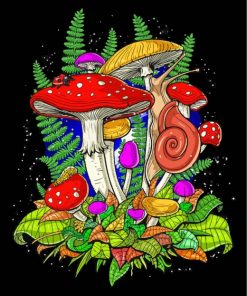 Aesthetic Toadstools Illustration Paint By Number