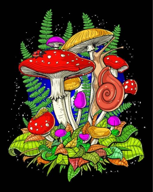 Aesthetic Toadstools Illustration Paint By Number