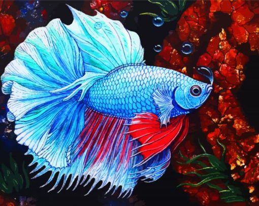 Aesthetic Blue Fish paint by numbers