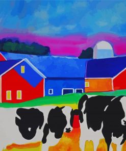 Aesthetic Cows In A Farm Paint By Number