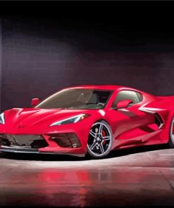 Aesthetic Red Chevrolet Corvette Paint By Number