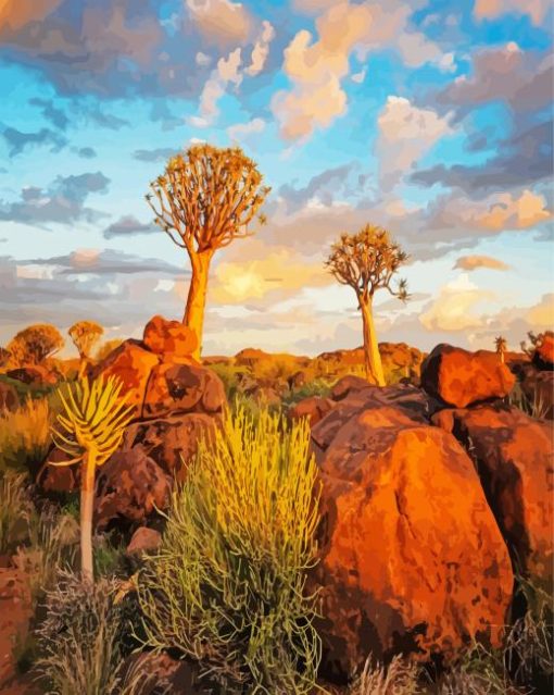 Aloe Dichotoma Trees Namibia paint by numbers