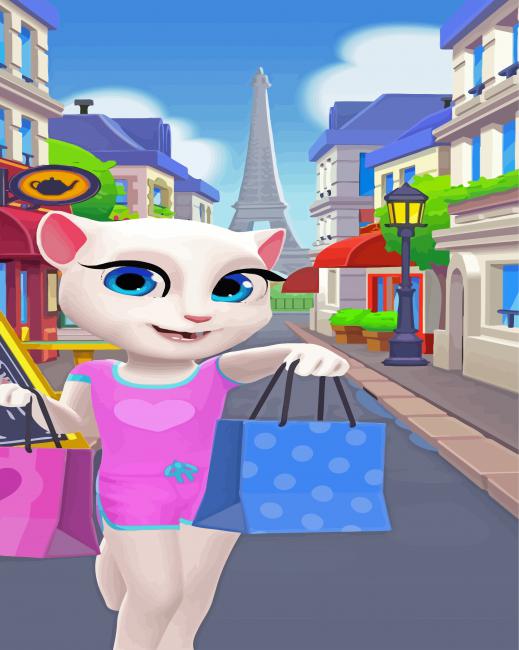 Angela Doing Shopping In Paris Paint By Number