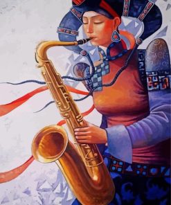 Artistic Saxophone Lady paint by numbers