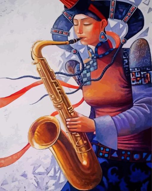 Artistic Saxophone Lady paint by numbers