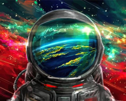 Astronaut In Space Illlustration Paint By Number