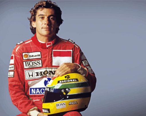 Ayrton Senna Holding His Helmet Paint By Number