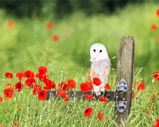 Barn Owl and Flowers paint by numbers