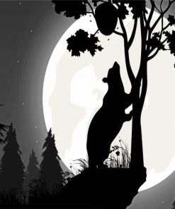 Bear And Full Moon Paint By Number