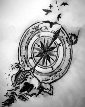 Black and White Compass Art paint by numbers