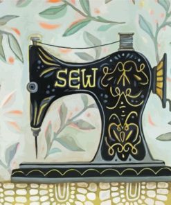 Black Sewing Machine Paint By Number