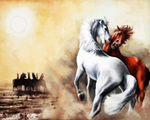 Brumby Fighting Art paint by numbers