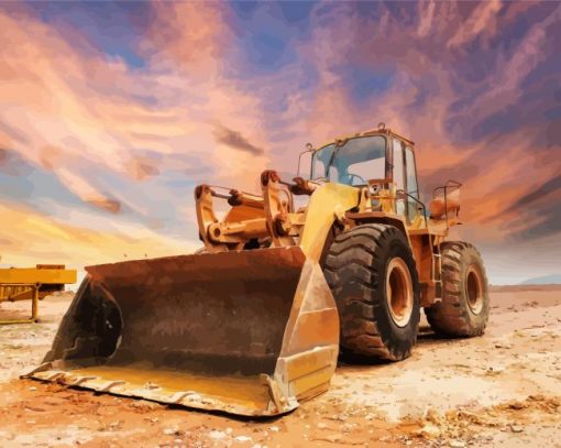 Bulldozer Sunset Paint By Number