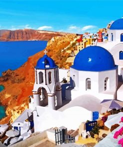 Greece Thira City Seascape Paint By Number