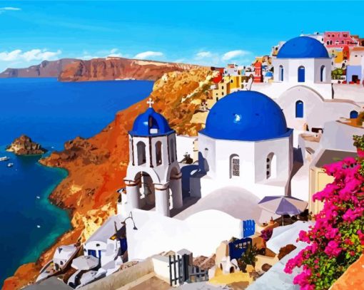 Greece Thira City Seascape Paint By Number