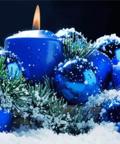 Christmas Blue Candle Paint By Number