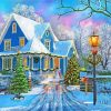 Blue Christmas House Paint By Number